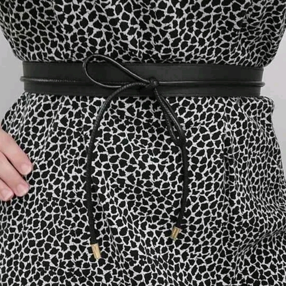 Skinny black boho faux leather waist Obi self tie vegan wrap statement belt - Picture 4 of 15